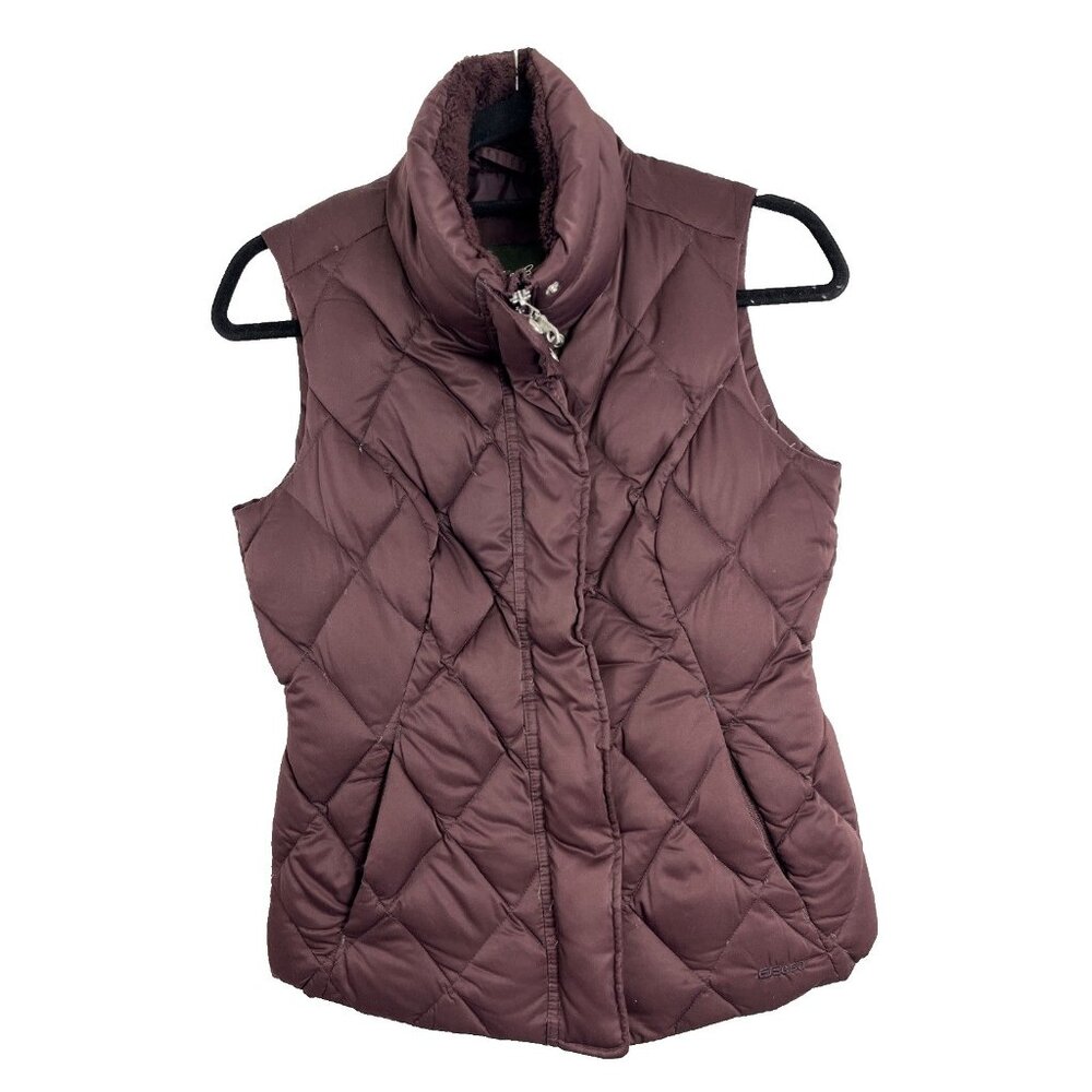 Eddie Bauer Purple Quilted Goose Down Vest Womens Size XS